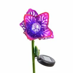 Best Pirce 🎉 Lawn & Garden Decor Evergreen Solar Glass And Metal Flower Plant Picks 👍